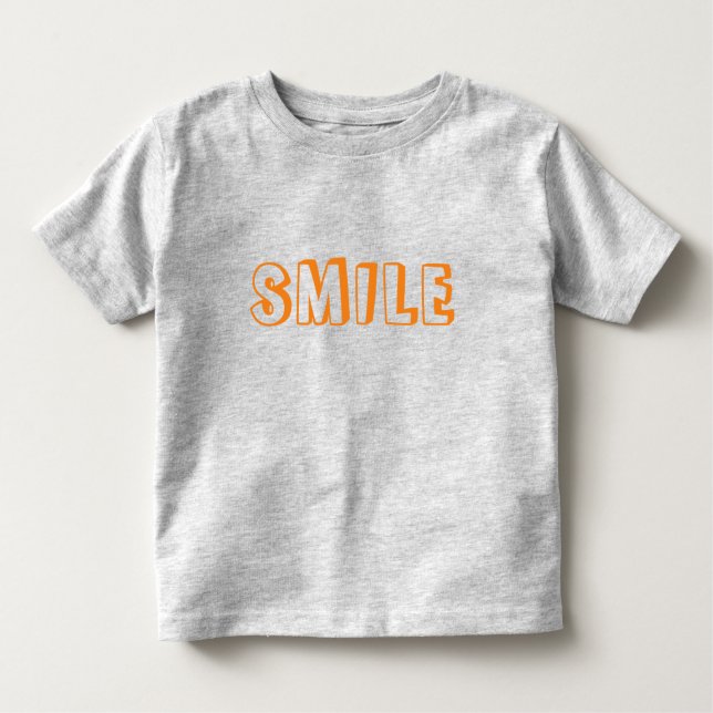"Smile" orange letters grey Toddler T-Shirt (Front)