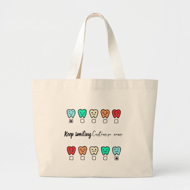  Smile" Personalized Tote Bag - dental gift (Front)
