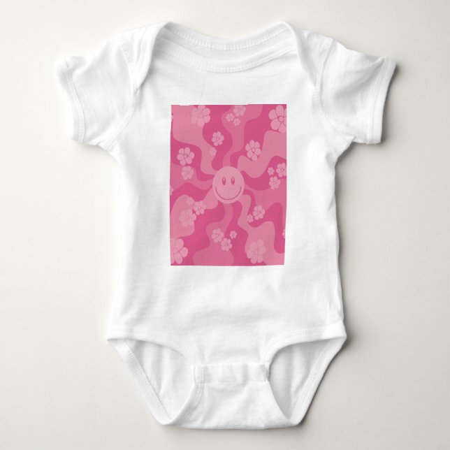 Smile - Pink Baby Bodysuit (Front)