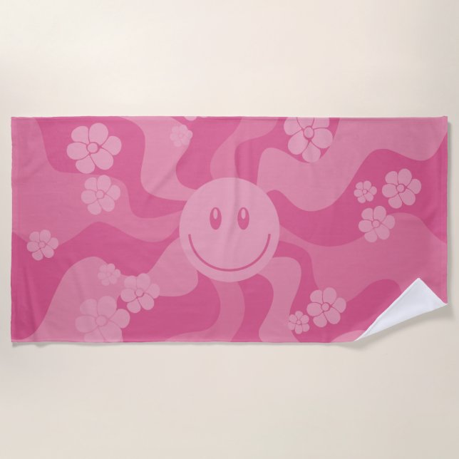 Smile - Pink Beach Towel (Front)
