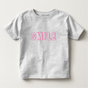 "Smile" pink letters grey Toddler T-Shirt