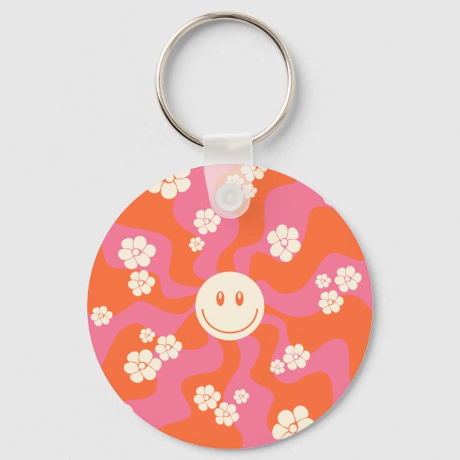 Smile - Pink, Orange and Cream Key Ring (Front)