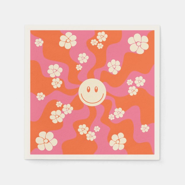 Smile - Pink, Orange and Cream Napkin (Front)