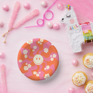 Smile - Pink, Orange and Cream Paper Plate