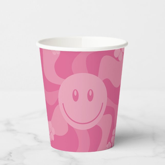Smile - Pink Paper Cups (Left)