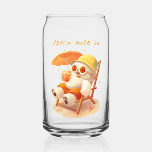 Smile Pup: Beach Mode On Smiling Bichon Frise Can Glass