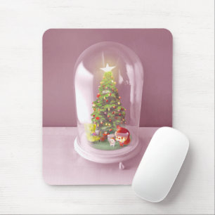 Smile Pup: Christmas Glass Dome & Magic Tree Mouse Pad
