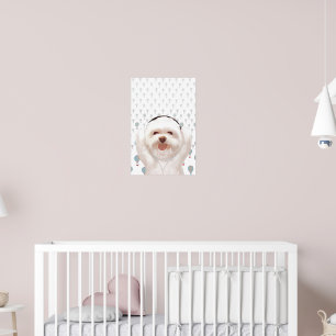 Smile Pup: Music Vibes Smiling Bichon Art Poster