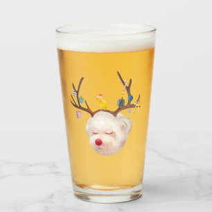 Smile Pup: Reindeer Antlers Christmas Bichon Glass