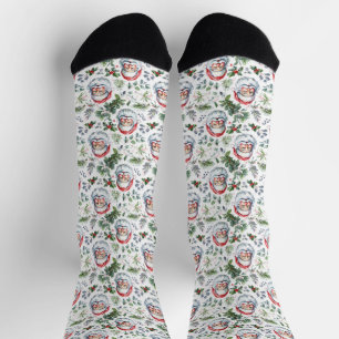 Smile Santa Cross socks