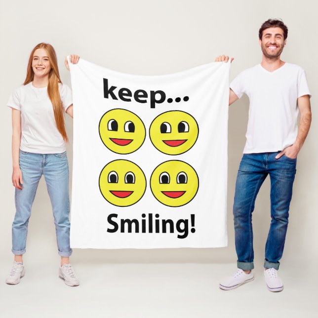 Smile Smiling Face Keep Smiling Smile Fleece Blanket (In Situ)