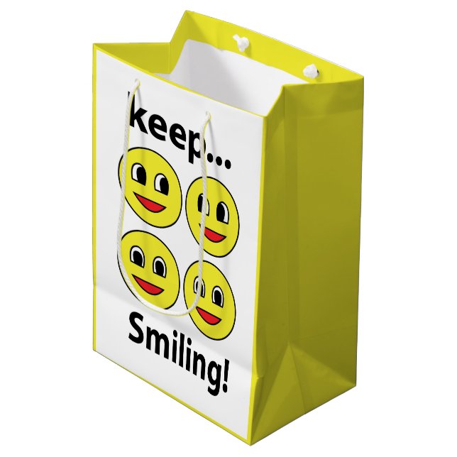 Smile Smiling Face Keep Smiling Smile Medium Gift Bag (Front Angled)