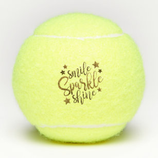Smile Sparkle Shine Black Gold Custom Tennis Balls