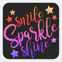 Smile Sparkle Shine Black Multi-Coloured Quote