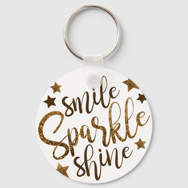 SMILE SPARKLE SHINE, GOLDEN GLITTER STAR KEY RING (Front)