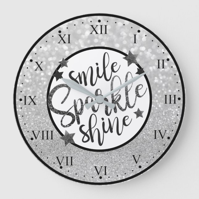 Smile Sparkle Shine Large Clock (Front)