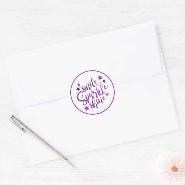 Smile Sparkle Shine Purple Sticker (Envelope)