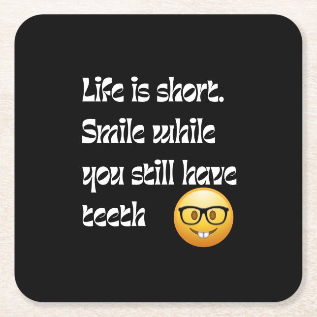 smile square paper coaster (Front)