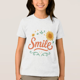 Smile Sunflower Kids T-Shirt Positive Vibes Tri-Blend Shirt
