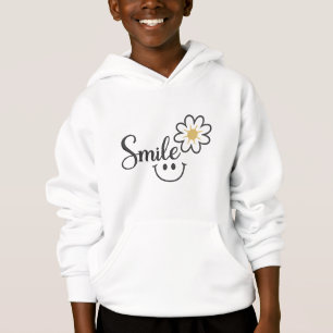 Smile Sunflower Line Art   Kids’ Pullover Hoodie