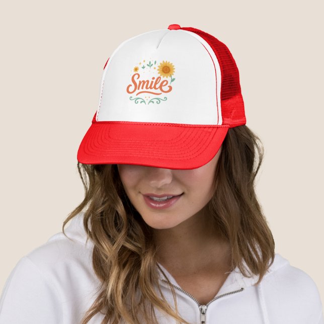 Smile Sunflower Trucker Hat | Positive Vibes (In Situ)