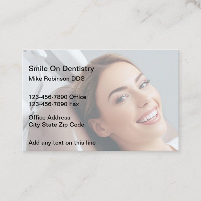 Smile Theme Dentist Business Cards (Front)