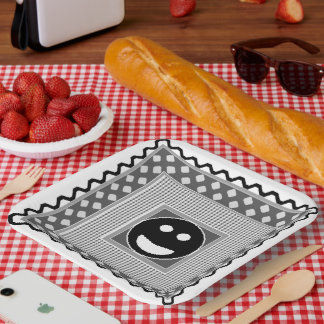 Smile Tile Party Plates in B&W