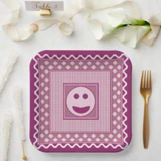 Smile Tile Party Plates in Pink