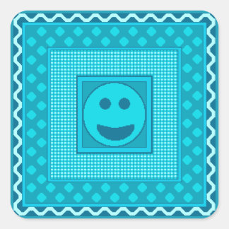 Smile Tile Sheet of Stickers in Teal