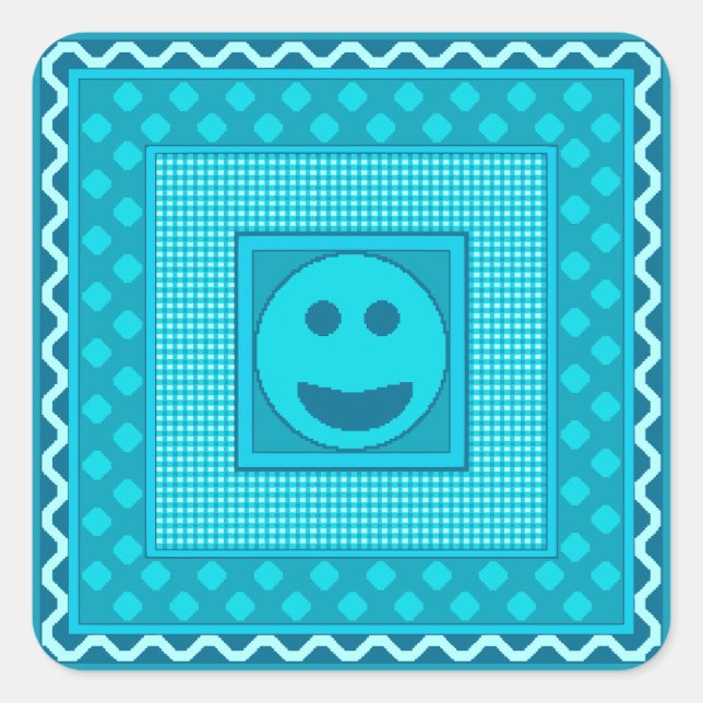 Smile Tile Sheet of Stickers in Teal (Front)