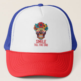 Smile Till The End – Colourful Skull Art Hat