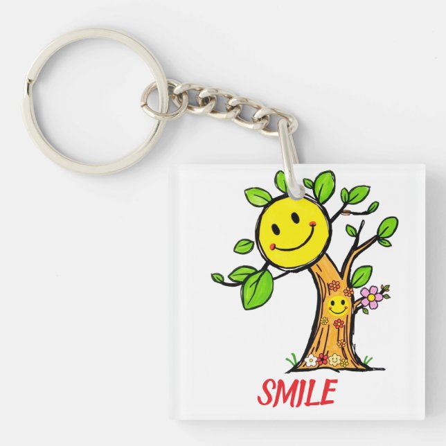 "Smile Tree" Positive Vibes  Key Ring (Front)