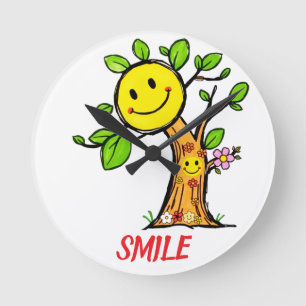 "Smile Tree" Positive Vibes  Round Clock