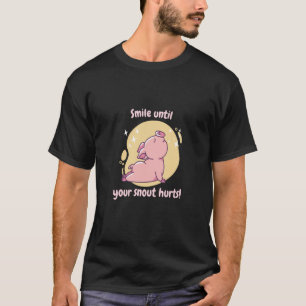 Smile Until Your Snout Hurts Retro Cute Pig Presen T-Shirt