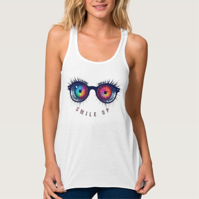 Smile up eye glasses singlet (Front)