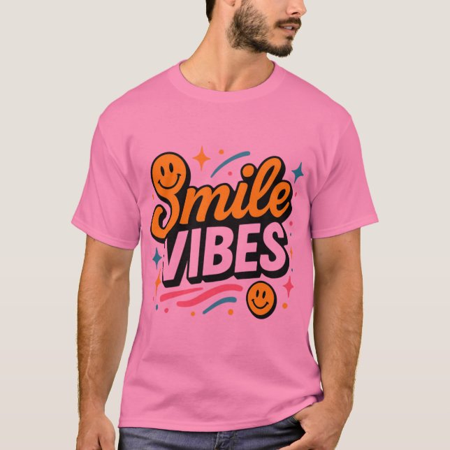Smile Vibes Retro Smiley Design T-Shirt (Front)