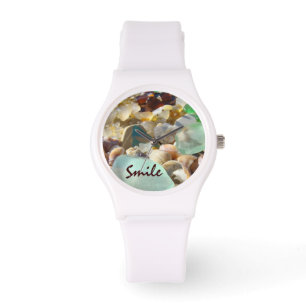 Smile Watches custom Blue Seaglass Agates Shells