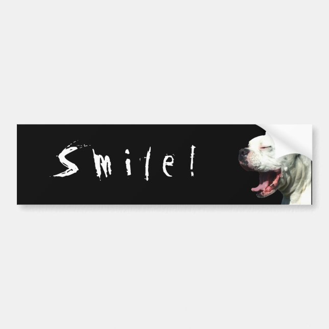 Smile! white boxer bumper sticker (Front)