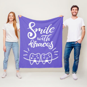 Smile With Braces   Smiling Teeth Fleece Blanket