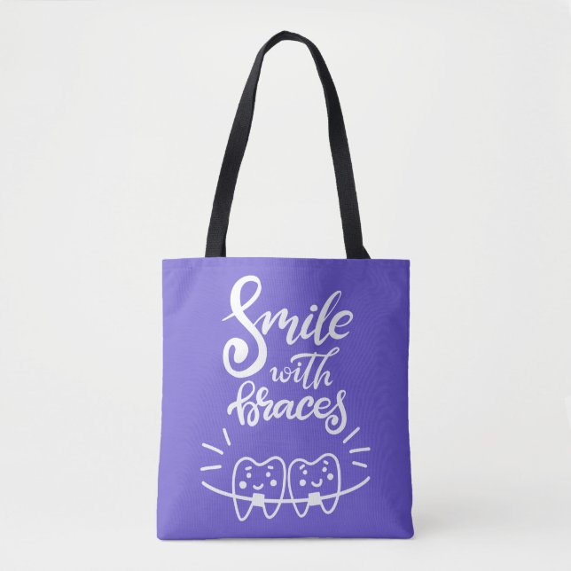 Smile With Braces | Smiling Teeth Tote Bag (Front)
