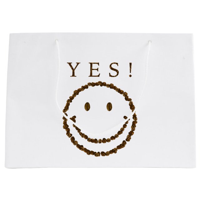 Smile with Coffee Beans Large Gift Bag (Front)