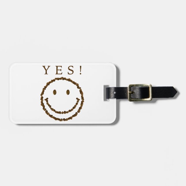 Smile with Coffee Beans Luggage Tag (Front Horizontal)