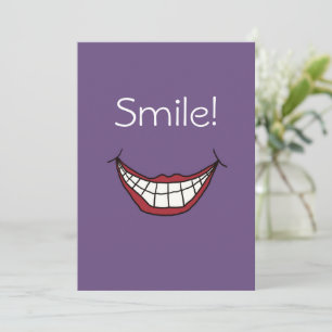 Smile with red lips on purple holiday card