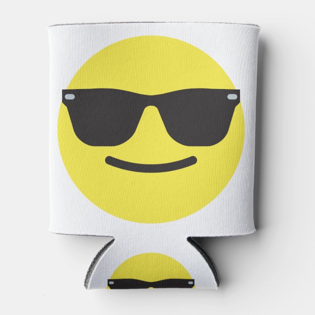 Smile With Sunglasses Face Emoji Mug Can Cooler (Front)