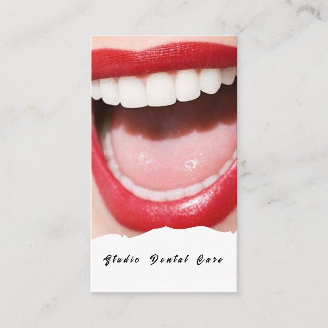 Smile Woman Healthy White Teeth Dental Business Ca Business Card (Front)