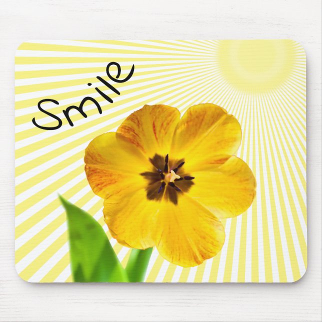 Smile - Yellow Spring Tulip Floral Photography Mouse Pad (Front)