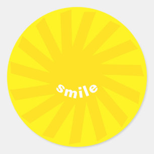 Smile yellow sun bright happy fun modern cheerful classic round sticker