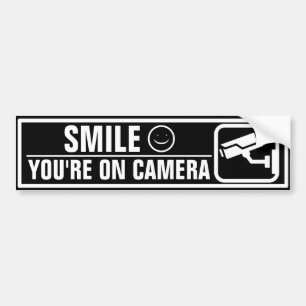 Smile You're On Camera Bumper Sticker