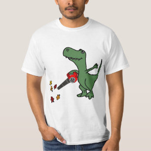 Smilealottees Funny T-rex Dinosaur using Leaf Blow T-Shirt