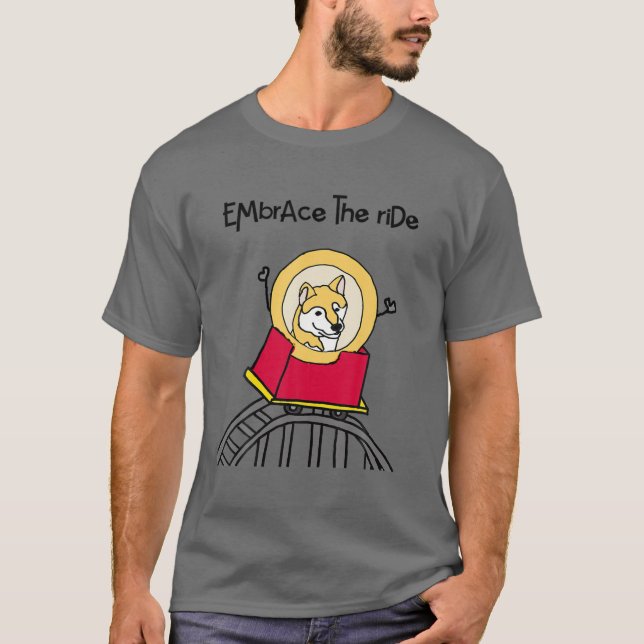 Smilecryptos Funny Dogecoin Rollercoaster Cryptocu T-Shirt (Front)